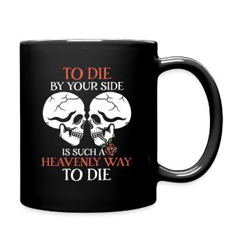 Romantic Gothic Skull Bones Skeleton Roses Death - Tasse einfarbig - Schwarz - Rechts