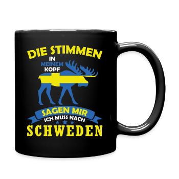 Die Stimmen in meinem Kopf - Schweden - Tasse einfarbig - Schwarz - Rechts