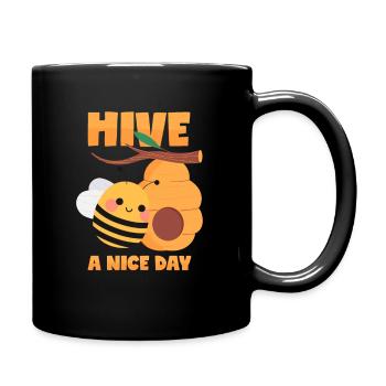 Biene Wortspiel Have a Nice Day - Tasse einfarbig - Schwarz - Rechts