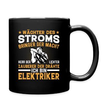 Wachter des Stroms Elektriker - Tasse einfarbig - Schwarz - Rechts