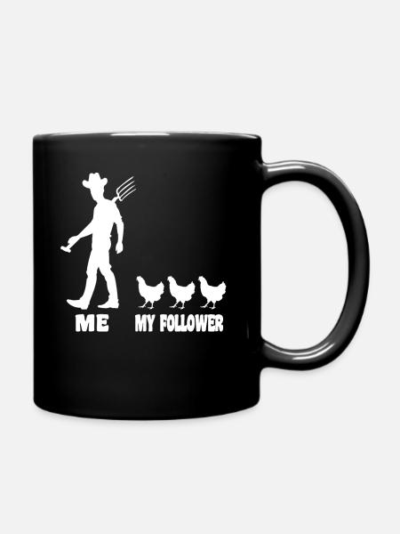 Farmer / Farmer / Farmer with chicken / Chickens - Full Colour Mug - black