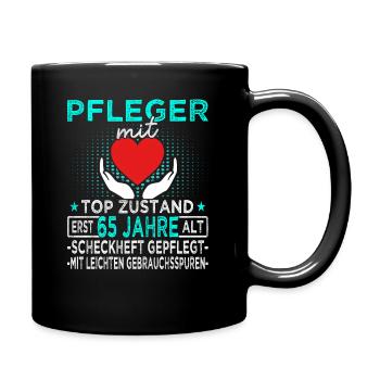 Pfleger 65 Jahre - Altenpfleger - Pflegekraft - Tasse einfarbig - Schwarz - Rechts