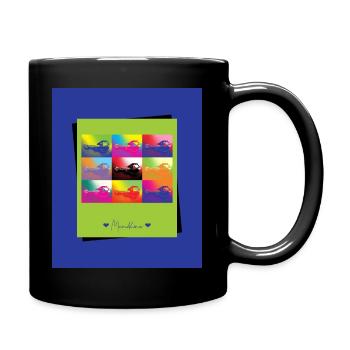 Mandoline (Pop-Art) blau grün - Tasse einfarbig - Schwarz - Rechts