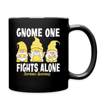 Gnome One Fights Alone Sarcoma Cancer Awareness - Full Colour Mug - black - Right