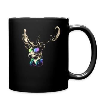 Deer DJ Brown Cool y Funny Music Animal con gafas - Mug uni - noir - Droite