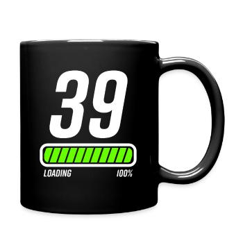 39 Jahre Jubiläum Glückwunsch - Tasse einfarbig - Schwarz - Rechts