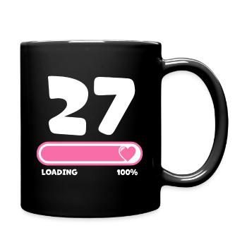 27. Geburtstag 27 Jahre - Tasse einfarbig - Schwarz - Rechts