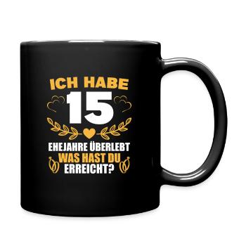 Kristallhochzeit 15. Hochzeitstag Geschenk - Tasse einfarbig - Schwarz - Rechts