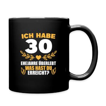 Perlenhochzeit 30. Hochzeitstag Geschenk - Tasse einfarbig - Schwarz - Rechts