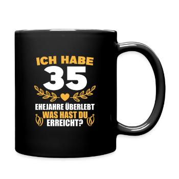 Leinwandhochzeit 35. Hochzeitstag Geschenk - Tasse einfarbig - Schwarz - Rechts