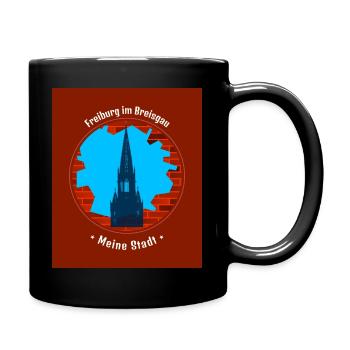 Freiburg im Breisgau - Meine Stadt - Münsterturm - Tasse einfarbig - Schwarz - Rechts