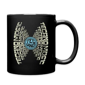 GIVE ME TECHNO MUSIC | Text Graphic Techno Shirt - Full Colour Mug - black - Right