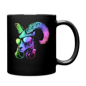 DJ Goat Cool y Funny Music Animal con auriculares - Mug uni - noir - Droite