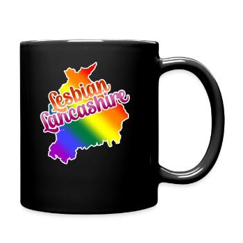 Lesbian Lancashire northern LGBTQI rainbow pride - Full Colour Mug - black - Right