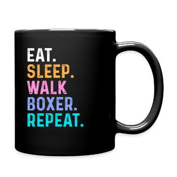 Eat Sleep Walk Boxer Repeat - Full Colour Mug - black - Right