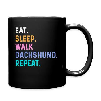 Eat Sleep Walk Dachshund Repeat - Full Colour Mug - black - Right