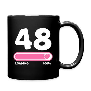 48. Geburtstag 48 Jahre - Tasse einfarbig - Schwarz - Rechts
