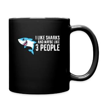 J’aime les requins et peut-être comme 3 personnes aiment les requins - Mug uni - noir - Droite
