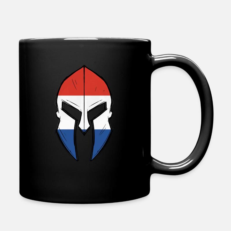 netherlands flag in Spartan warrior Helmet - Tasse einfarbig - Schwarz