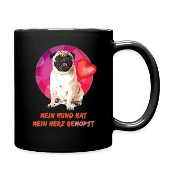 Mops Design - Tasse einfarbig - Schwarz - Rechts