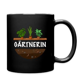 Gärtnerin Shirt - Tasse einfarbig - Schwarz - Rechts