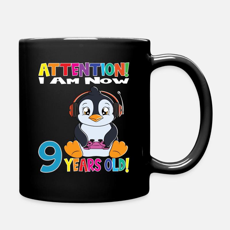 Anniversaire de pingouin J'ai maintenant 9 ans - Mug uni - noir