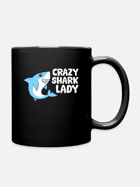 Crazy Shark Lady - Tasse einfarbig - Schwarz