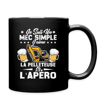 Un Mec Simple J'aime La Pelleteuse Et L'apéro - Mug uni - noir - Droite