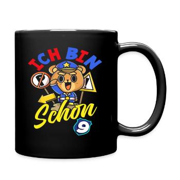 Polizei 9. Geburtstag Jungs Mädchen Geschenk - Tasse einfarbig - Schwarz - Rechts