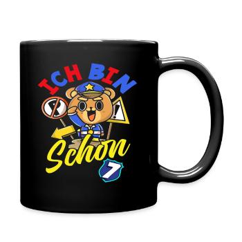 Polizei 7. Geburtstag Jungs Mädchen Geschenk - Tasse einfarbig - Schwarz - Rechts
