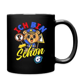 Polizei 6. Geburtstag Jungs Mädchen Geschenk - Tasse einfarbig - Schwarz - Rechts