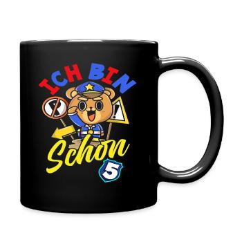Polizei 5. Geburtstag Jungs Mädchen Geschenk - Tasse einfarbig - Schwarz - Rechts