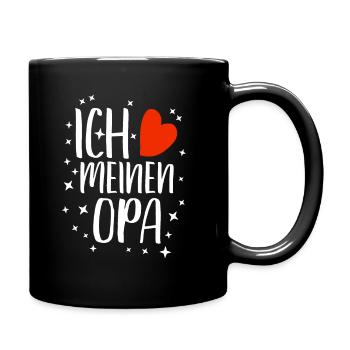 ich liebe meinen Opa Geschenk - Tasse einfarbig - Schwarz - Rechts