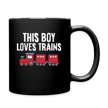 This Boy Loves Trains - Full Colour Mug - black - Right
