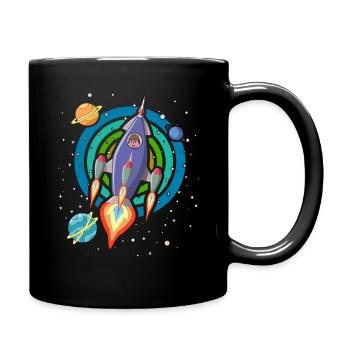 Fusée dans l’espace avec des planètes et des étoiles - Mug uni - noir - Droite