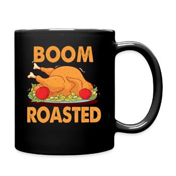 Boom Roasted Thanksgiving Turkey Funny - Full Colour Mug - black - Right