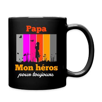 Papa mon héros pour toujours - Mug uni - noir - Droite