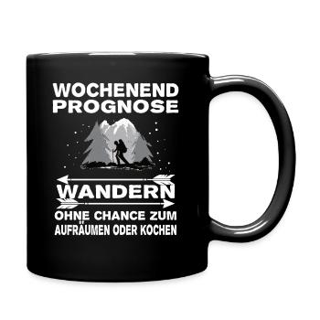 Wochenend Prognose Wandern Outdoor Berge - Tasse einfarbig - Schwarz - Rechts