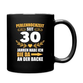 30. Hochzeitstag Mann Perlenhochzeit Geschenk - Tasse einfarbig - Schwarz - Rechts