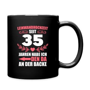 35 Hochzeitstag Frau Leinwandhochzeit Geschenk - Tasse einfarbig - Schwarz - Rechts