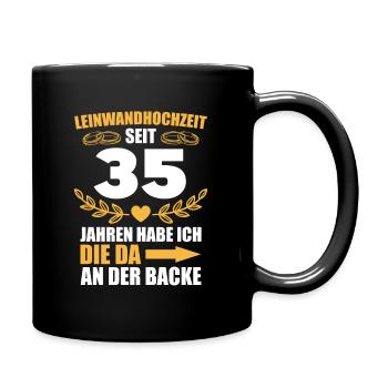 35. Hochzeitstag Mann Leinwandhochzeit Geschenk - Tasse einfarbig - Schwarz - Rechts