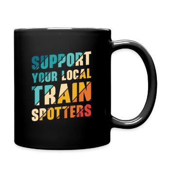 Train Trainspotter Locomotive Hobby Trainspotting - Full Colour Mug - black - Right
