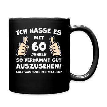 Ü60 Jahre Jubiläum - Tasse einfarbig - Schwarz - Rechts