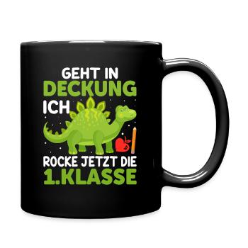 1. Klasse Erstklässler Einschulung Dino - Tasse einfarbig - Schwarz - Rechts