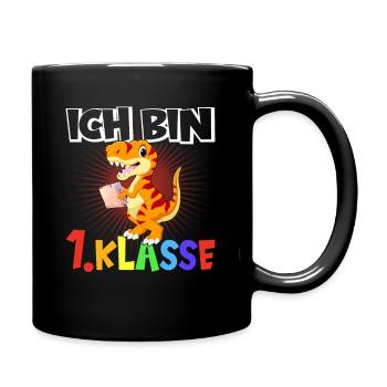 Einschulung Schulanfang Dino - Tasse einfarbig - Schwarz - Rechts