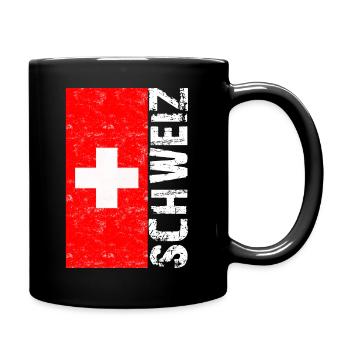 Schweiz T-shirt Geschenkidee - Tasse einfarbig - Schwarz - Rechts