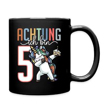 5. Geburtstag Mädchen 5 Jahre Einhorn - Tasse einfarbig - Schwarz - Rechts