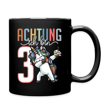 3. Geburtstag Mädchen 3 Jahre Einhorn - Tasse einfarbig - Schwarz - Rechts