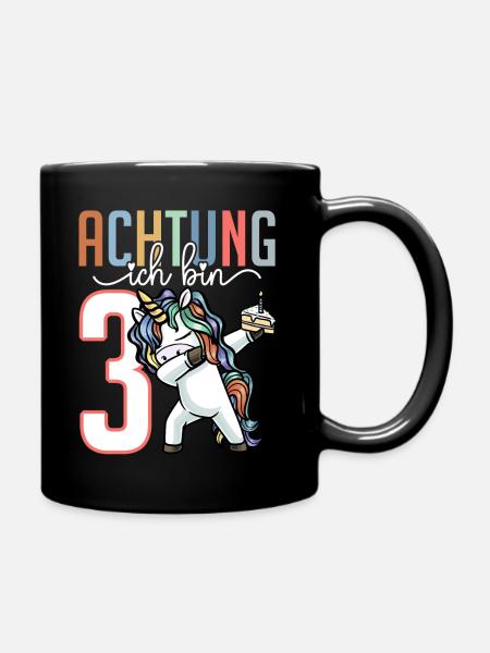 3. Geburtstag Mädchen 3 Jahre Einhorn - Tasse einfarbig - Schwarz