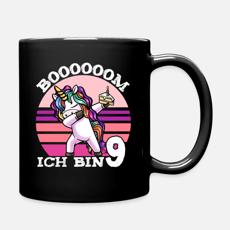 9. Geburtstag Mädchen 9 Jahre Einhorn - Tasse einfarbig - Schwarz